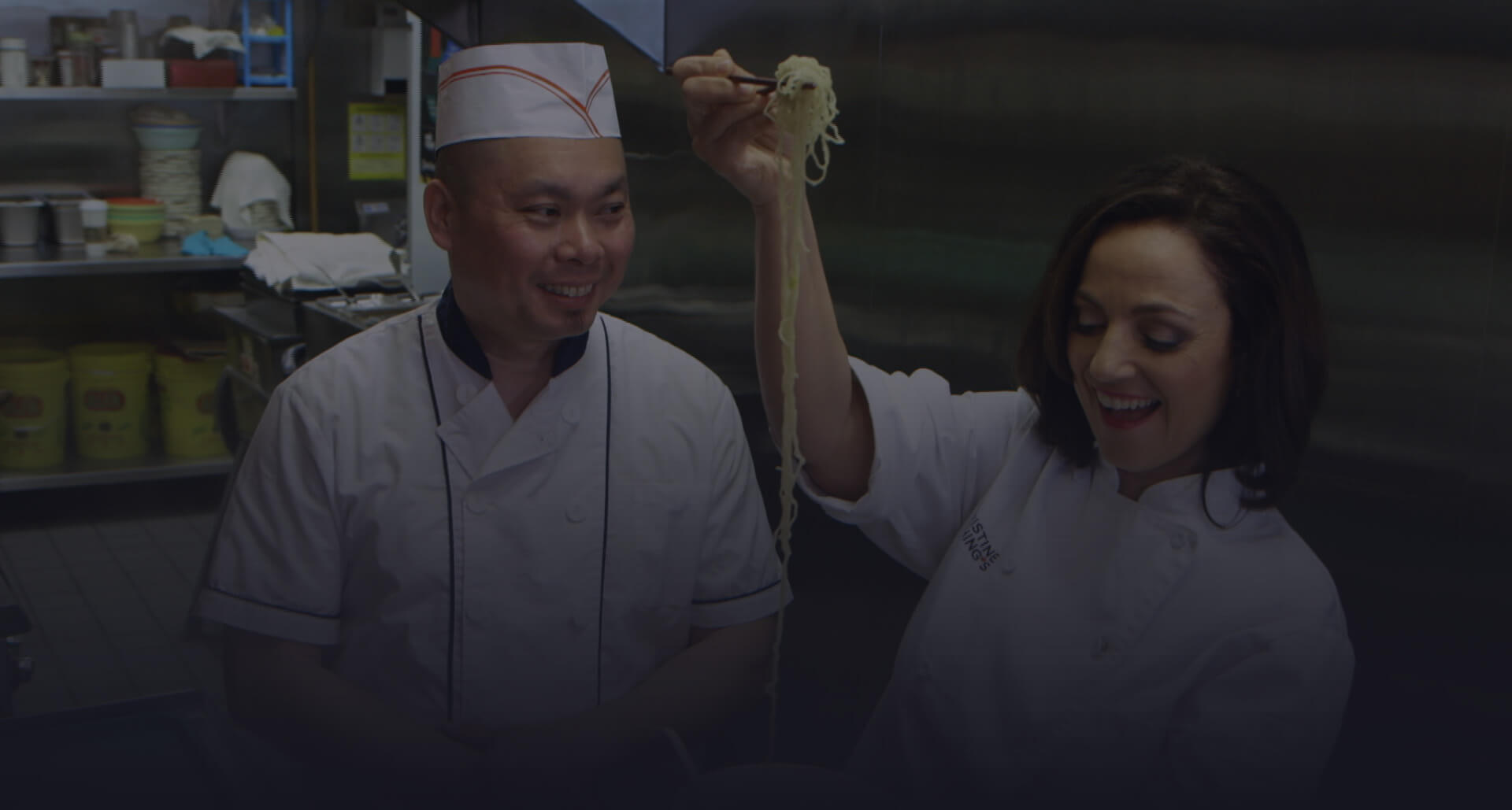 Christine preparing noodles